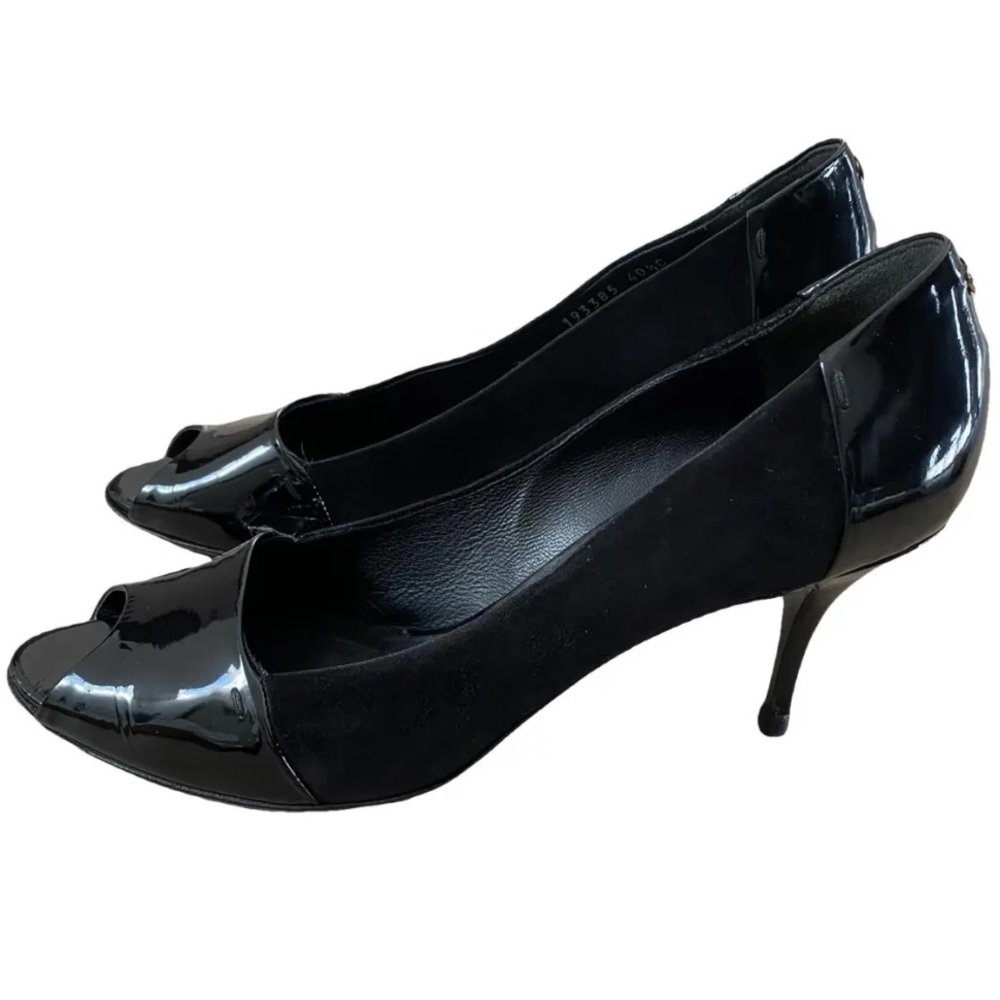 Gucci suede and patent leather heels.